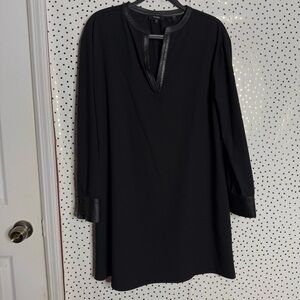 Theory Black Sheath Dress with Bishop Sleeves